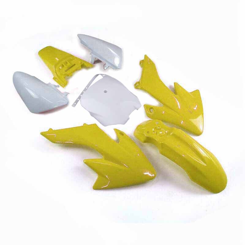 Plastskærm fairing kit til crf 70 crf 70 125cc 150cc apollo ssr pit snavs cykel: Gul og hvid