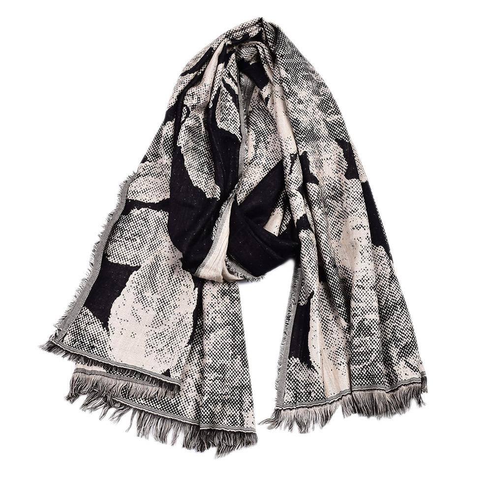 Wald Kunst Schlange Haut Druck Männer Schal Winter männer Baumwolle Schals wickelt lässig Mann Quaste Foulard Männlichen Zubehör: 1