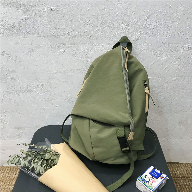 Backpacks Women Nylon Solid Waterproof Unisex Streetwear Hip-hop Simple Korean Ulzzang Harajuku Chic Daily Backpack All-match BF: green nylon