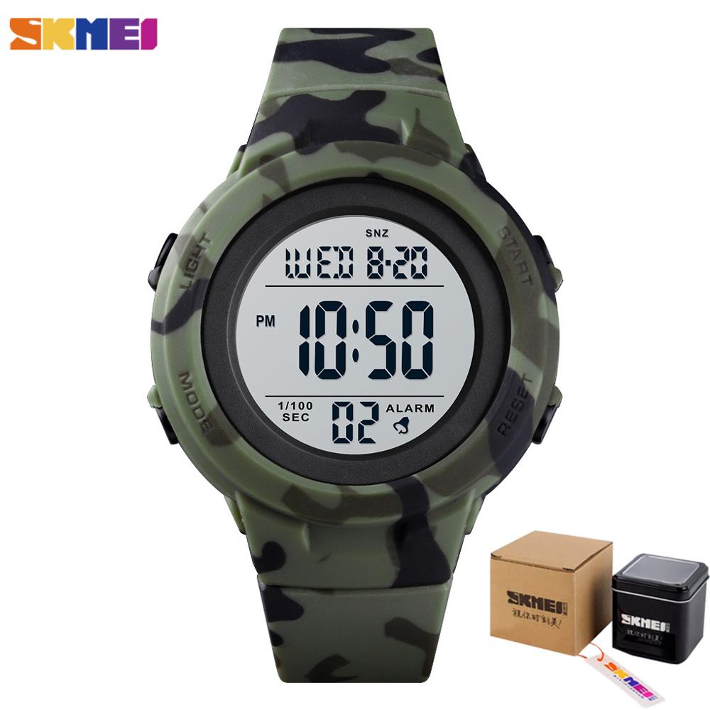Skmei Dobbel tid digitale sportsklokker herre 5 bar vanntette støtsikker herre armbåndsur tid uformelt reloj hombre 1615: Kamogrønn med boks
