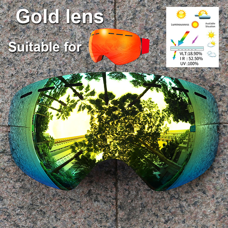 PHMAX-Lentes de repuesto para gafas de esquí normales, lentes de visión nocturna, amarillas, antivaho, Multicolor, solo aplicable a XJ-01: Golden lens
