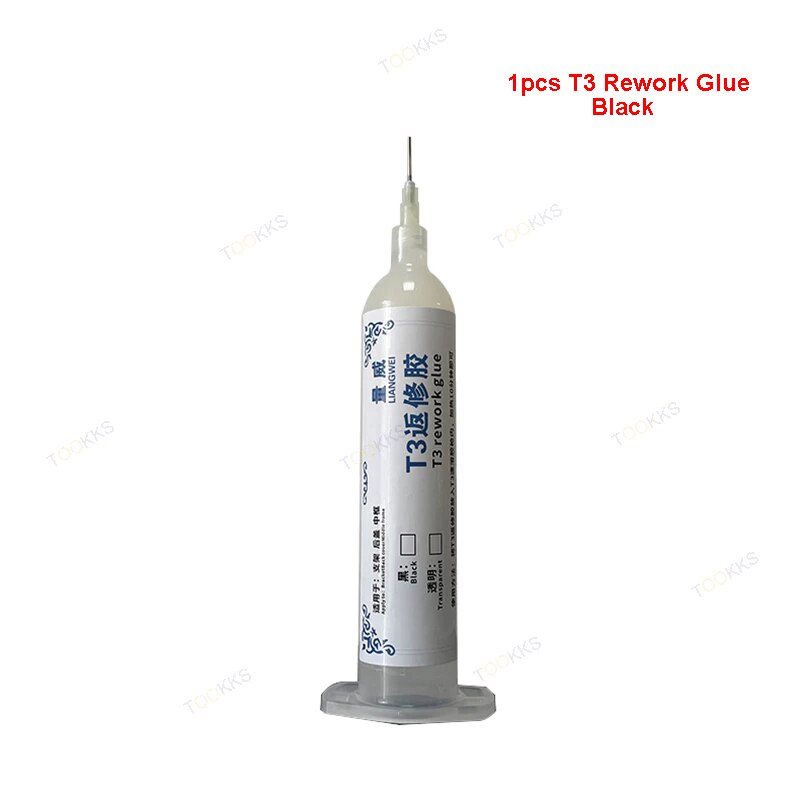 Liangwei T3 Instant Dissolver Mobiele Telefoon Efficiënte Rework Doseren Effen Pur Lijm X Sticky Screen Frame Beugel Back Cover: BLACK