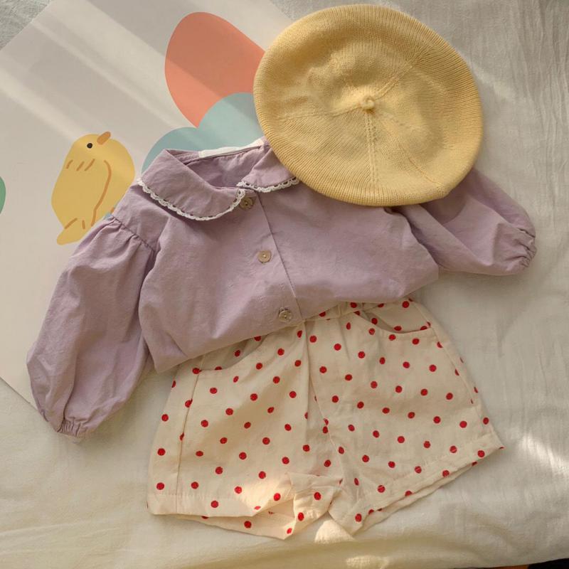 Spring Korean Style Baby Shirt For Girls Autumn Children Wear Clothes Bottoming Tops 12m-3y Short Sleeve Princess Infants