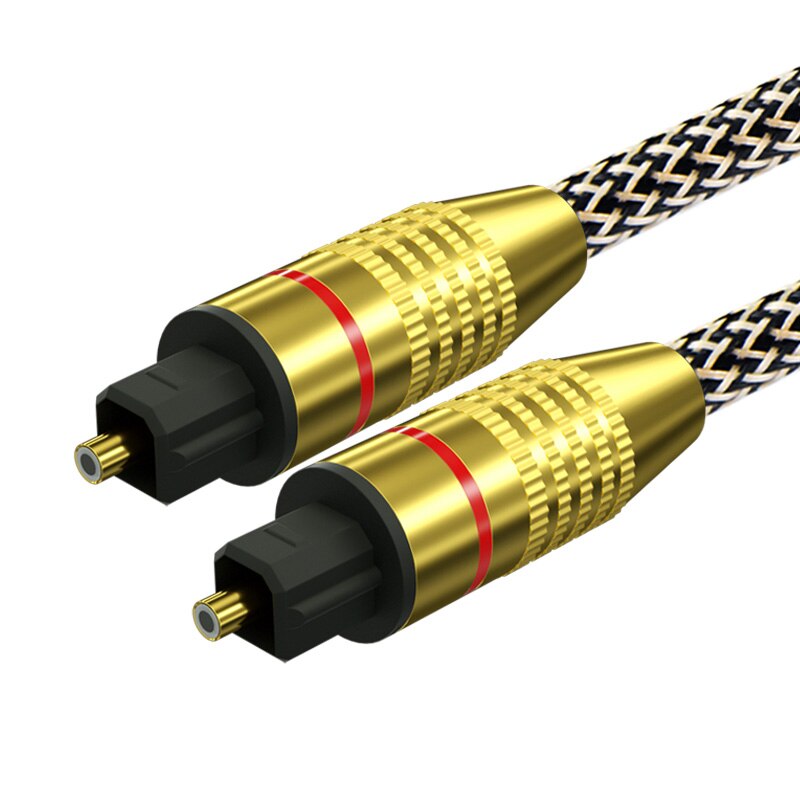 Câble Optico Audio numérique Toslink SPDIF fibre optique cordon Audio 1.5m pour amplificateurs lecteur Blu-ray Xbox barre de son câble optique: black-gold braided / 5m