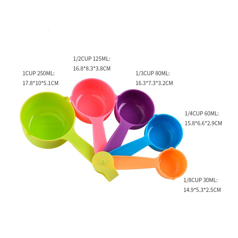 5 Pcs Rainbow PP Measuring Cups and Spoons Kitchen Tools Gadgets Cooking Baking Tool Set Safty Food Meaure Accessories