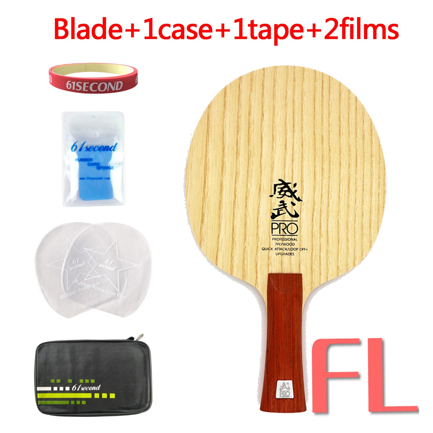 SANWEI-Pala de tenis de mesa V5 PRO, , 7 Madera contrachapada, quicky attack, bucle de apagado, pala de ping pong: FL with FM case