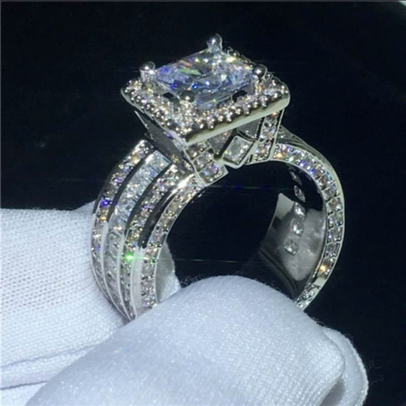 Crystal Engagement Ring Voor Vrouwen Aaa Wit Zirconia Zilveren Kleur Ring 2022 Trend Bruiloft Vrouwelijke Jewerly
