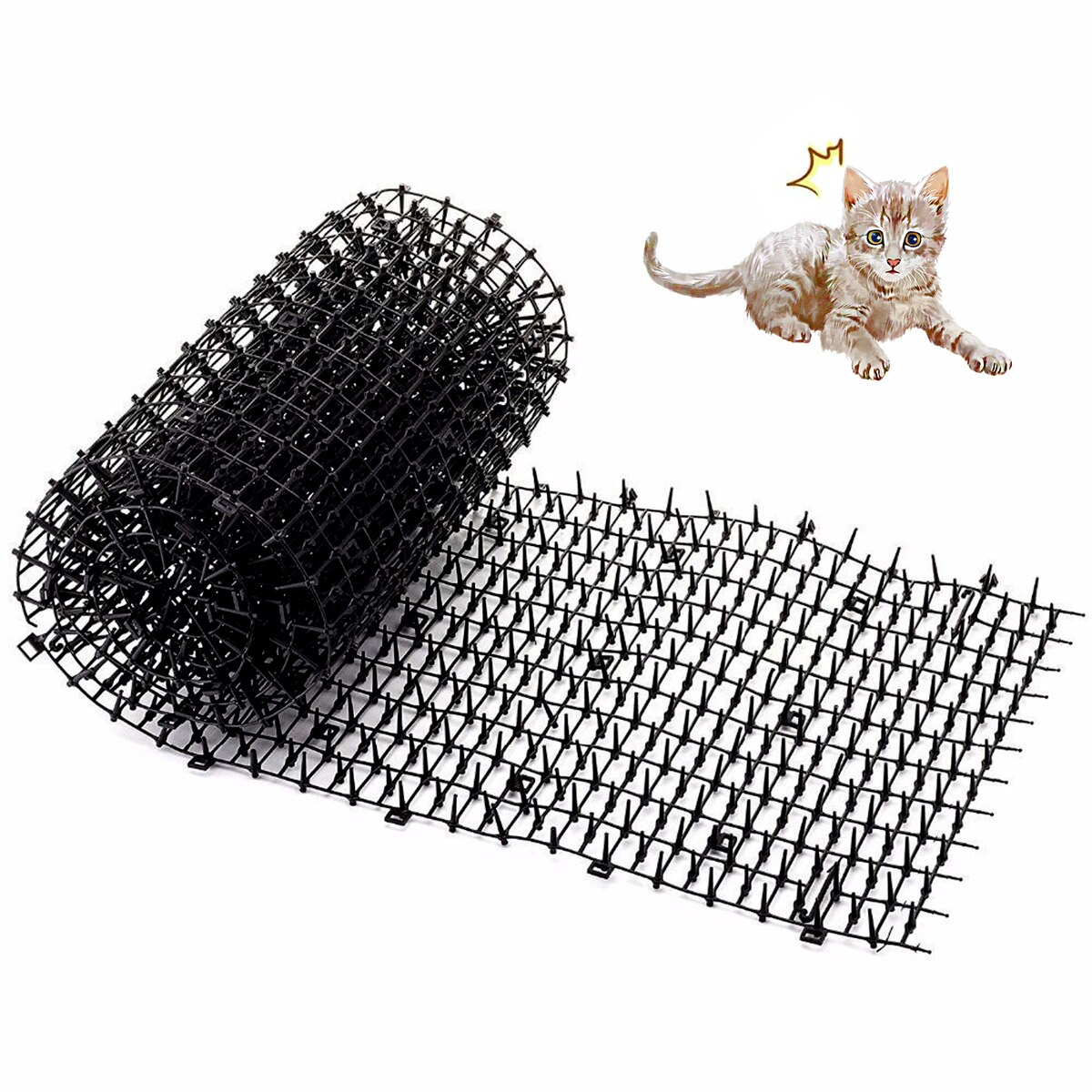2 Meters Cat Scats Mats with Spikes Prickle Strips Anti-Cat Digging Stopper for Garden Protect Plants Flowers Balcony Farm