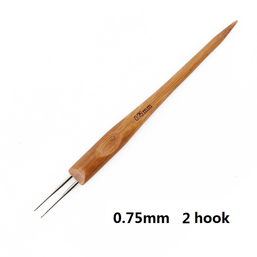 0.75Mm Crochet Hooks Dreadlock Hair Braids Needle Single Double Hook Crochet Tools Bamboo Handle Crochet Needles For Braid Craft: jianwei0.75mm2hook
