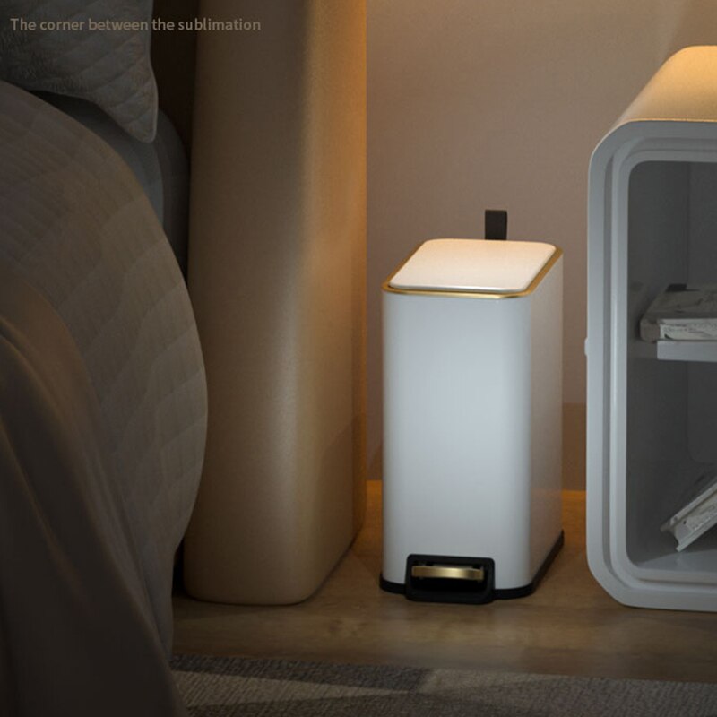 Cubo de basura Rectangular con Pedal para el hogar, papelera de basura portátil, Cubo de almacenamiento de acero inoxidable para Cocina