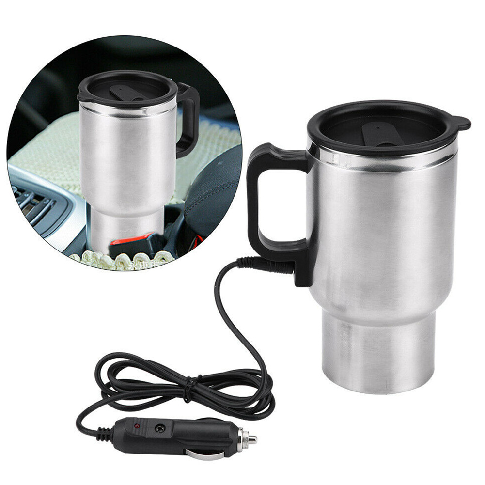 500ml 12v biluppvärmning av fordon i rostfritt stål vattenkopp vattenkokare kaffeuppvärmd mugg bil vattenkopp flaska mugg bil vattenkopp flaska