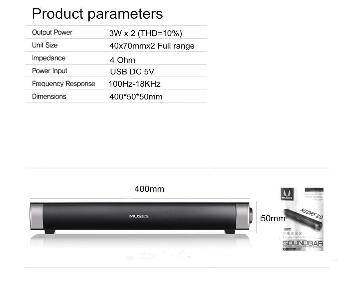 Lautsprecher Verdrahtete Soundbar Lautsprecher HIFI Bass Stereo Sound Bar mit USB AUX Mic für Computer PC Smartphone TV Heimkino laptop