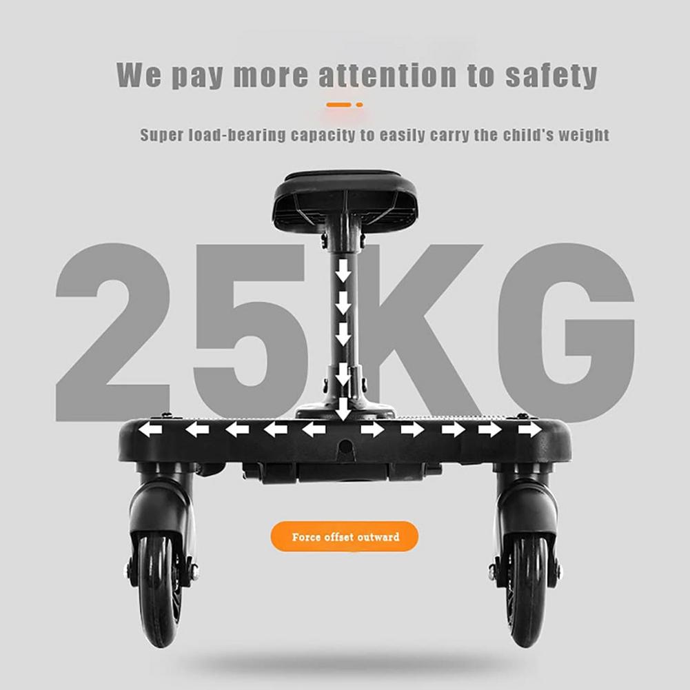 Kids Buggy Wheel Board Stroller Step Stand Ride On Boards Plate Detachable Seat Load Up To 25kg