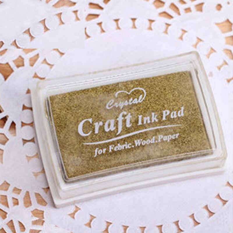 15 kleuren inktkussen rubber stempels stof hout papier scrapbooking inktkussen handgemaakt doe-het-zelf knutselen inktkussen op oliebasis vingerverf bruiloft: Gouden