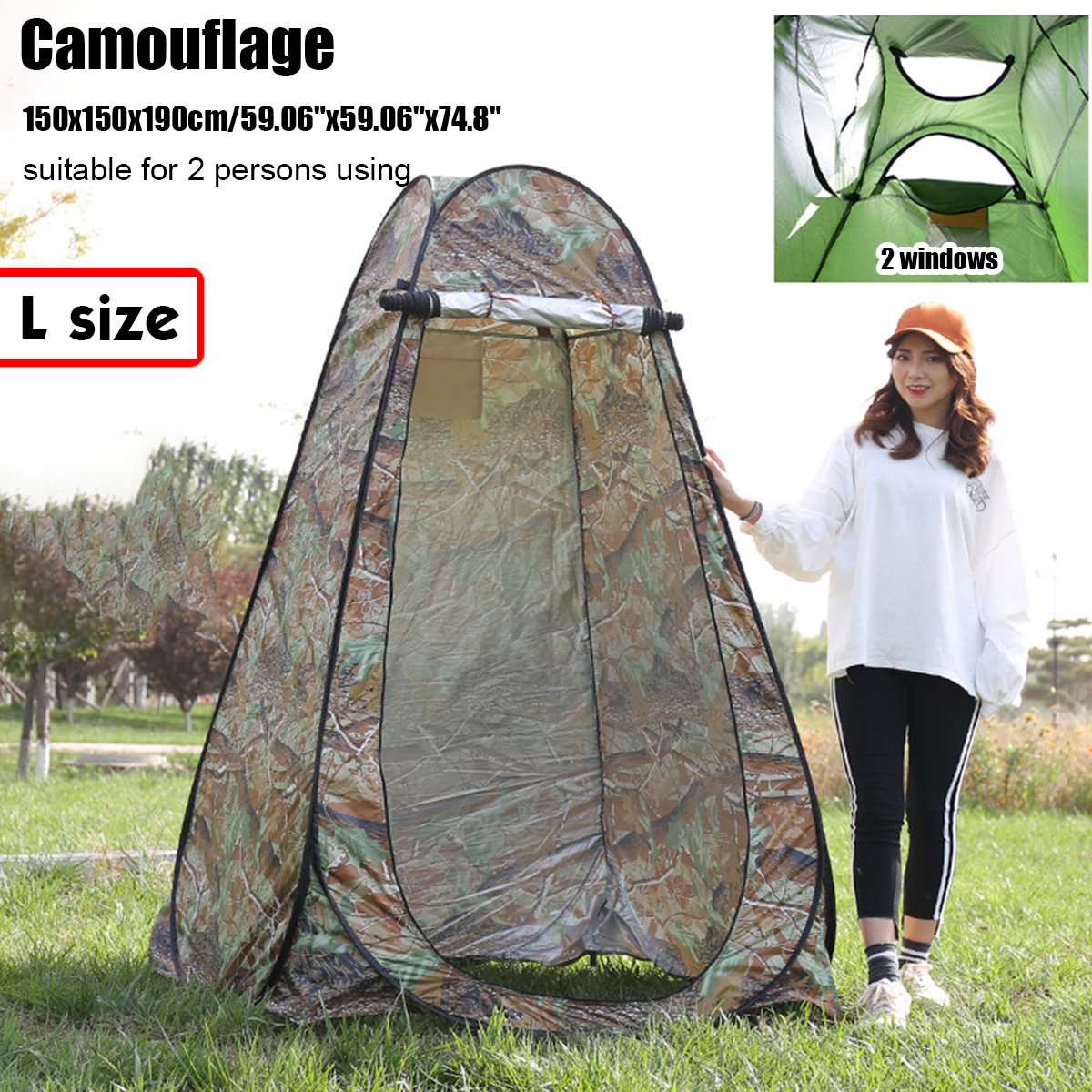 190Cm Draagbare Privacy Douche Toilet Camping Camouflage Functie Outdoor Picknick Shift Baden Dressing Tent Fotografie Tenten: tandem Camouflage