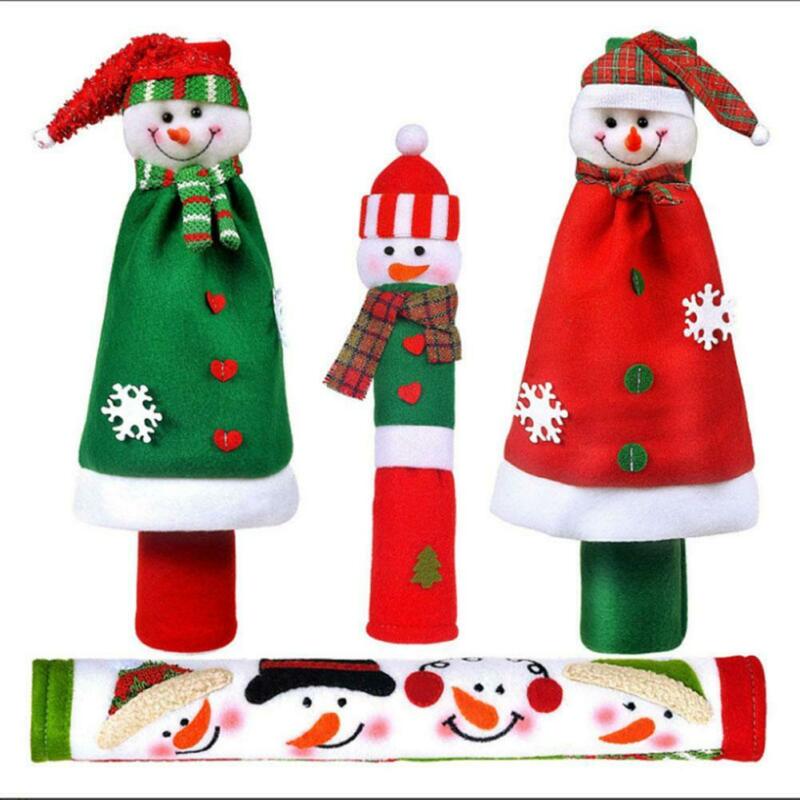 US Refrigerator Door Handle Covers Kitchen Appliance Protector Christmas Decor