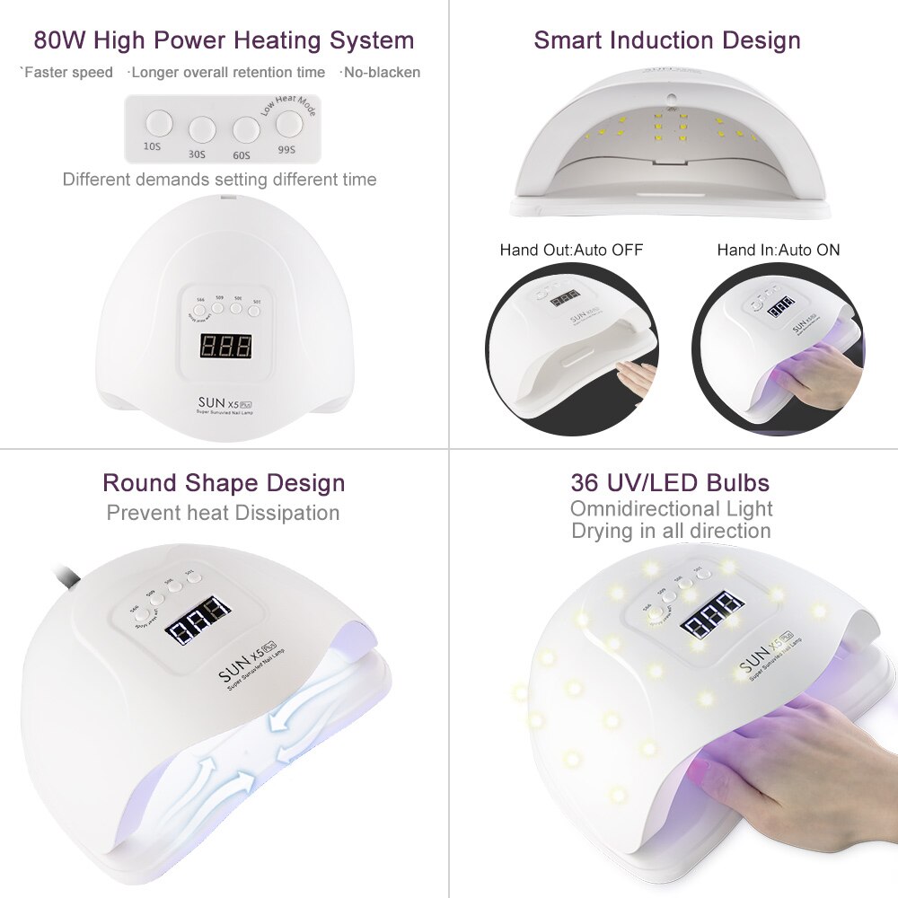 Ladymisty 72W Nail Dryer Led Uv Lamp Dual Handen 36 Pcs Led Nagels Lamp Voor Curing Uv Gel Nail polish Met Lcd-scherm Salon Tool