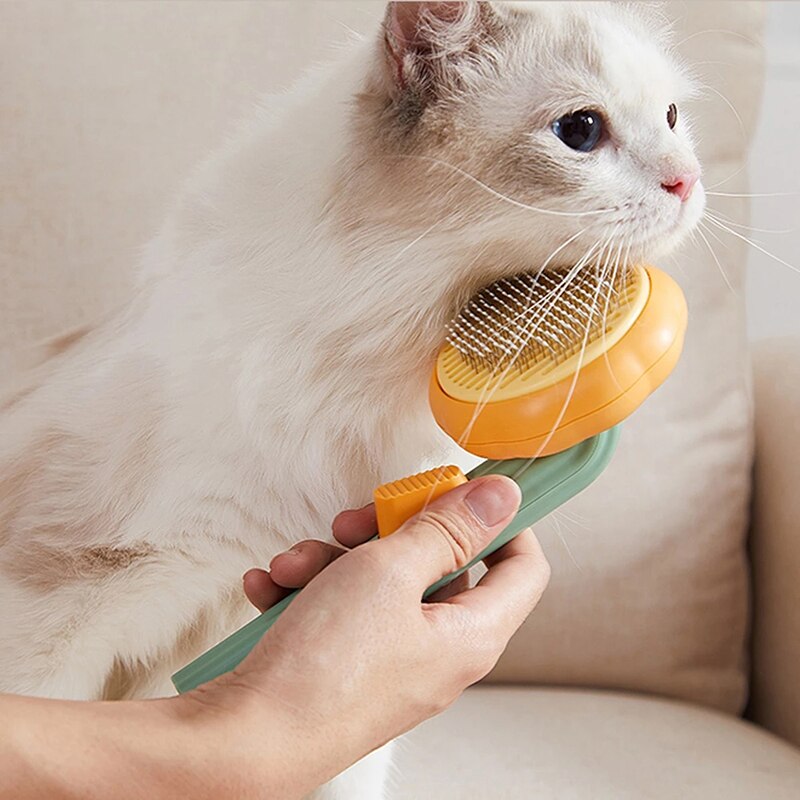 Pompoen Huisdier Borstel Zelfreinigende Slicker Brush Voor Verlies Hond Kat Grooming Kam Verwijdert Losse Underlayers En Verwarde Haar