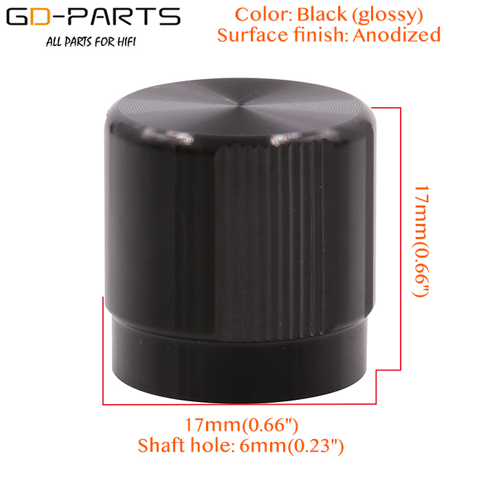 17*17mm Massivem Aluminium Set Pointer Knob Für Hifi Audio AMP DAC Radio Lautsprecher Potentiometer CNC Gefräste: Black