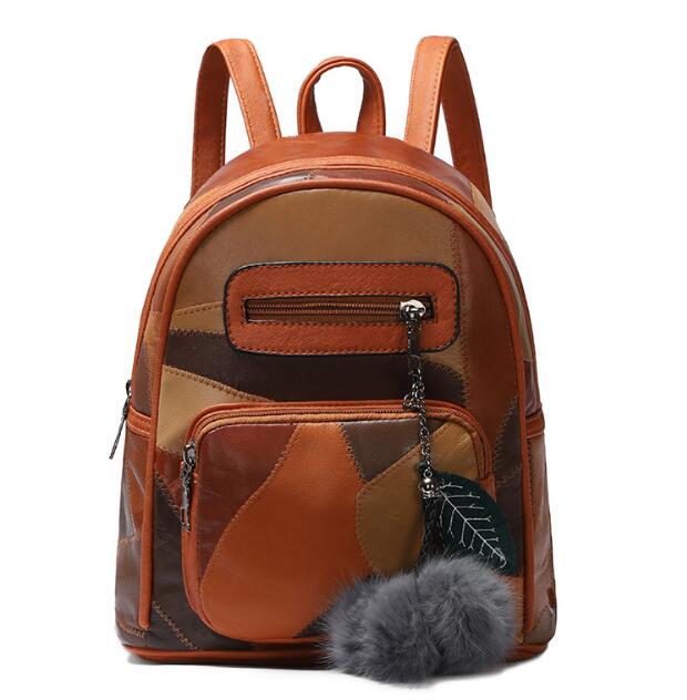 Chuwanglin Vintage leather women backpack Multifunction Female school bag for teenager girls Ladies Travel Bag F81202: brown