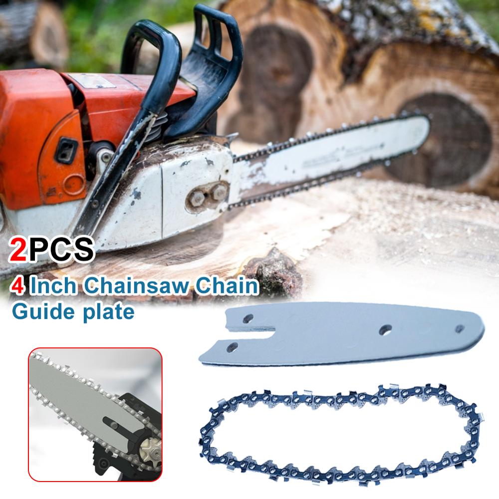 2pcs Chainsaw Chain 4 Inch Mini Steel Chainsaw Chain Lightweight Guide Chain Suitable for 4 Inch Cordless Electric Chainsaw