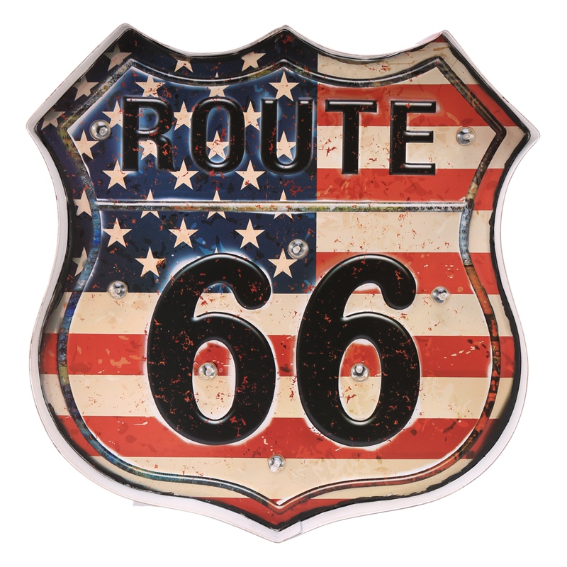 Route 66 Led Vintage Signs Pub Bar Decoration Led Metal Plate Neon Sign Neon Light Home Decor Club Cafe Wall Hanging Art: Default Title