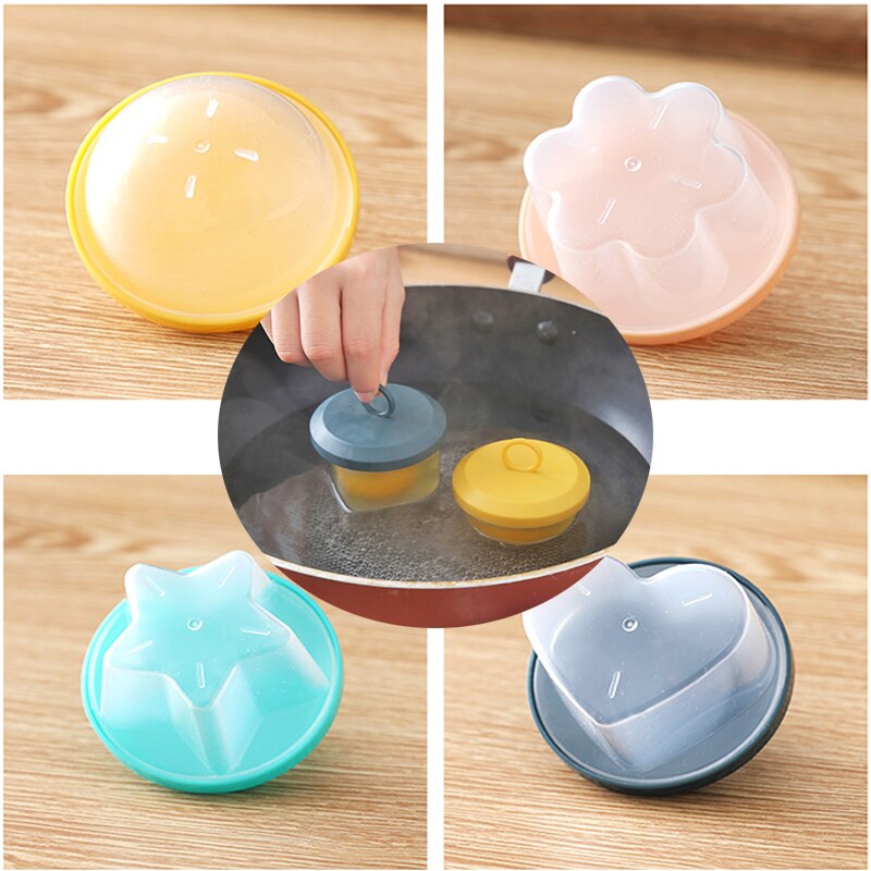 Ensemble de 4 pièces/ensemble pocheuses à œufs en plastique, cuiseur à œufs de cuisine, outils, moule à œufs avec couvercle, brosse, crêpière