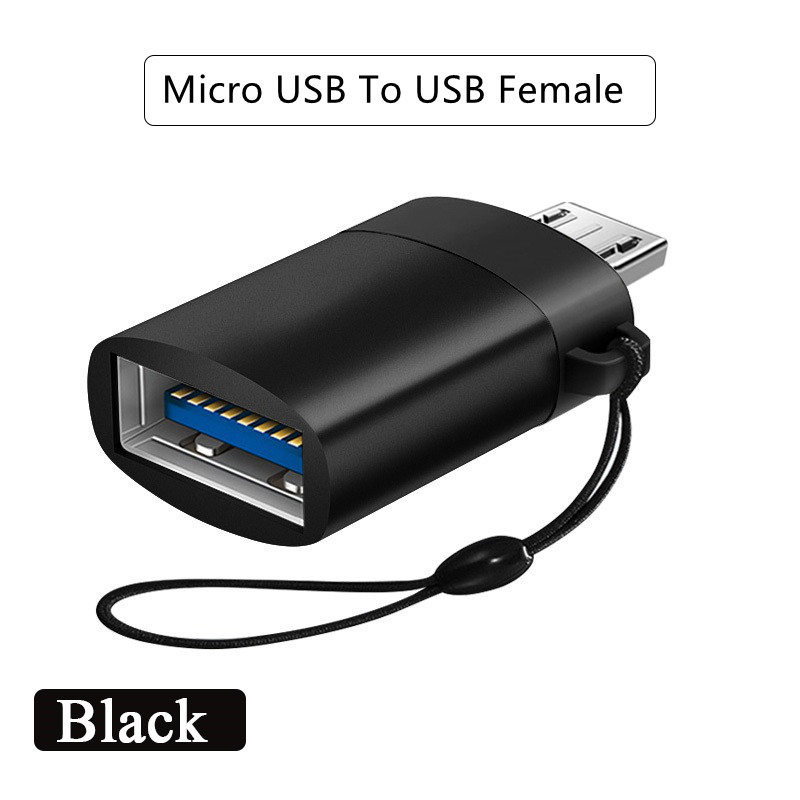 Adaptador tipo C macho a USB 3,0 hembra, convertidor tipo C a Micro USB para MacbookPro, Xiaomi, Huawei, Cable OTG tipo C: Micro-USB Black