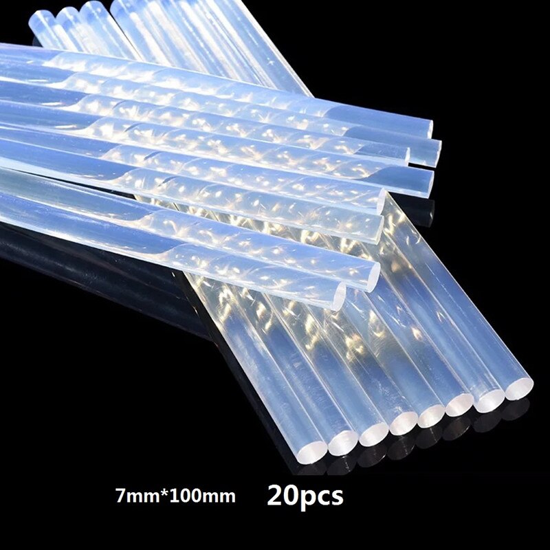 20W Melt Glue Gun with 7mm Glue Sticks Mini Industrial Guns Heat Temperature Thermo Electric Repair Tool: 20PCS Glue Sticks