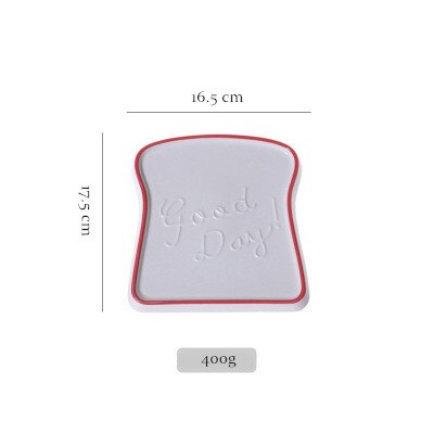 Ceramic bread tray toast bread shape tray hand painted glaze desert plate Breakfast bread sushi tray: Red