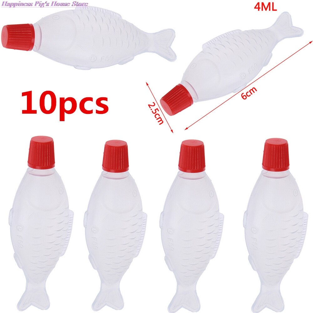 10 pièces en forme de poisson 4ml bouteille de Sauce soja jetable boule de riz/Sashimi/bouteille de Sushi bouteille de vinaigre