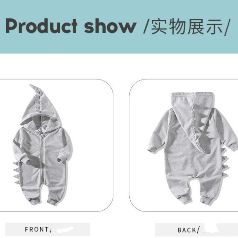 Baby Jongens Meisjes Herfst Lange Mouwen Dinosaurus Romper Casual Outfits Hooded Jumpsuits 0-24Months