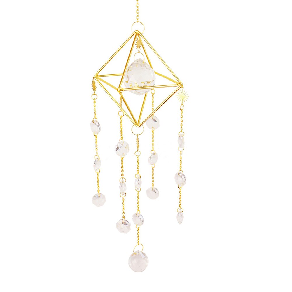 Crystal Windchimes Ster Maan Hanger Hexagon Prisma Zon Licht Catcher Tuin Venster Bruiloft Opknoping Home Decor Wind Chime: C