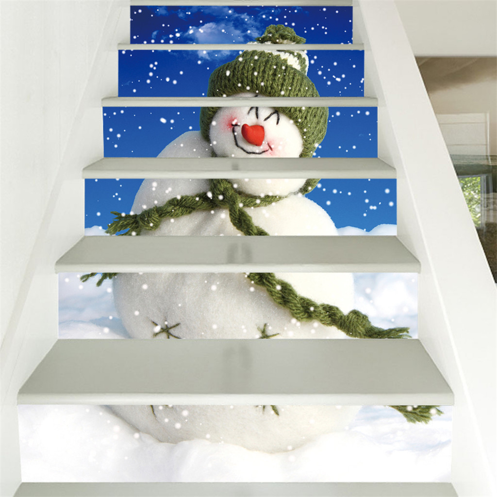 productos populares Navidad 3D simulación escalera pegatina impermeable pared pegatina DIY decoración del hogar herramienta de H: G