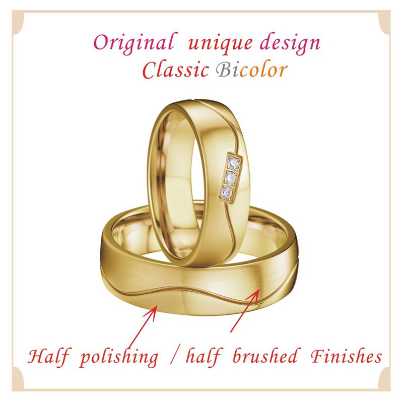 Golden lover's sea wave alliance par vielsesringe til mænd og kvinder valentin jubilæum ægteskab fingerring