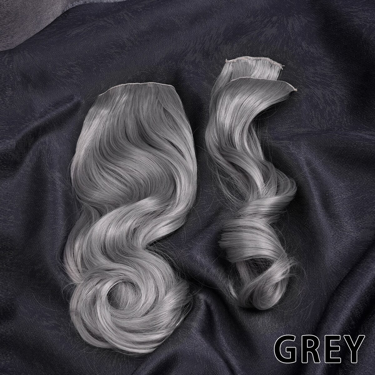 Silike – Extensions de cheveux synthétiques 16 pouces, postiche Halo Invisible, ligne de poisson, 6 Clips, longue ondulée, résistante à la chaleur, 3 postiches pour femmes: GREY