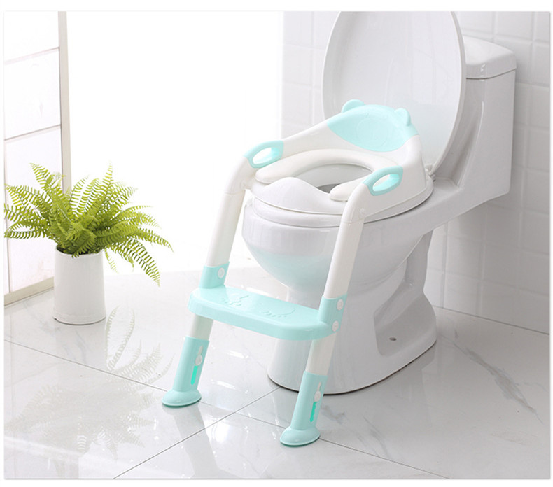 Baby pottetræning toiletstol til børn med blød pude baby pottestol til børn unisex børne toilet træningssæde: Blå med pude