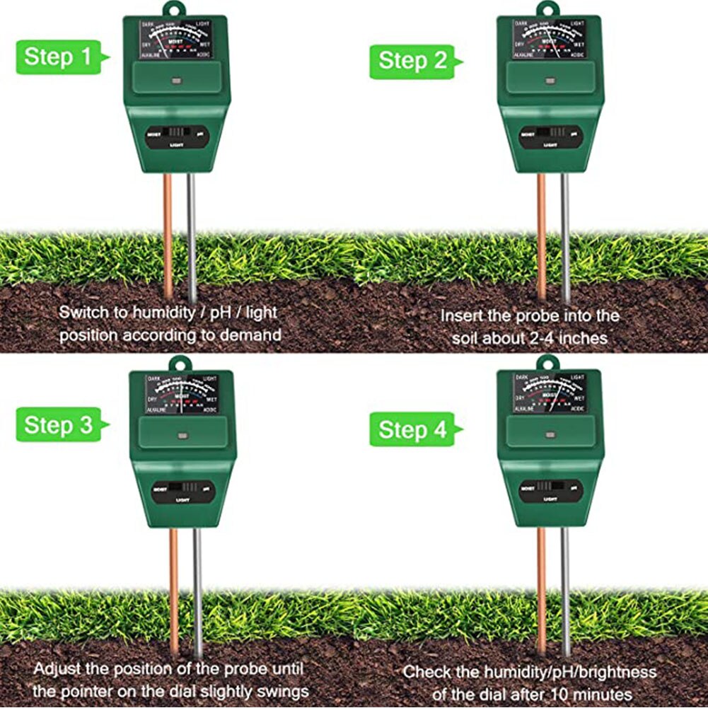 3 In 1 Digital Soil Tester Moisture Sunlight PH Meter Tester for Plants Lawn Flowers Acidity Moisture Measurement Garden Tools