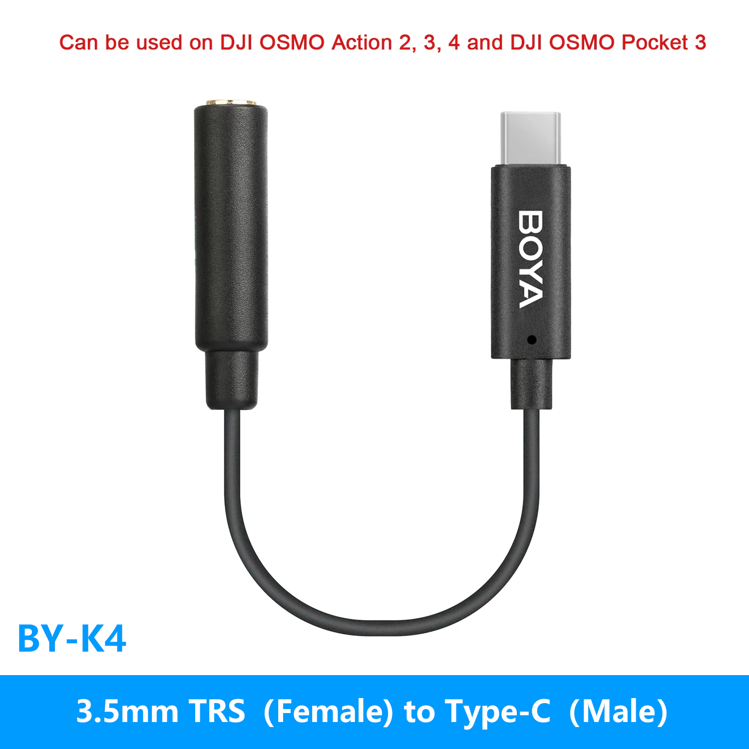 Boya BY-K1-K9 3.5mm trs para relâmpago/typec iphone android telefone áudio para microfone adaptador cabo acessórios 0.06m linha de dados: CÉU AZUL