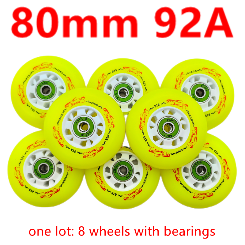 Rollrad Inline-Schlittschuh-Rad Schieberad Bremsrad 92a 72 76 80 mm Härte 92a 8 Räder/Los: Licht Grau