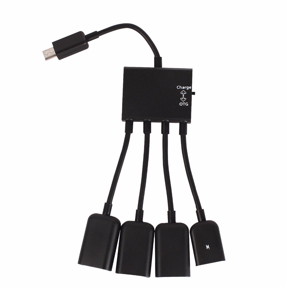 4 puertos Micro USB OTG Cable de carga de alimentación adaptador de conector de empalme