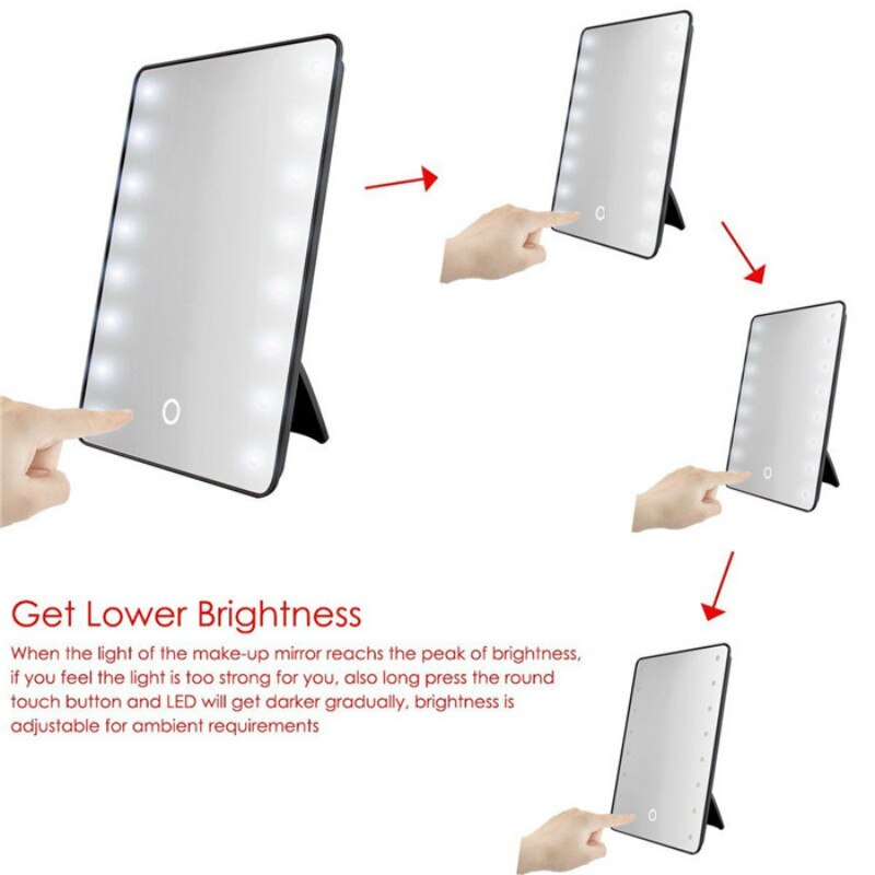 1pcs Makeup Mirror with16 LED Vanity Mirror with Touch Dimmer Switch Battery Powered Bracket for Desktop Bathroom Bedroom Travel