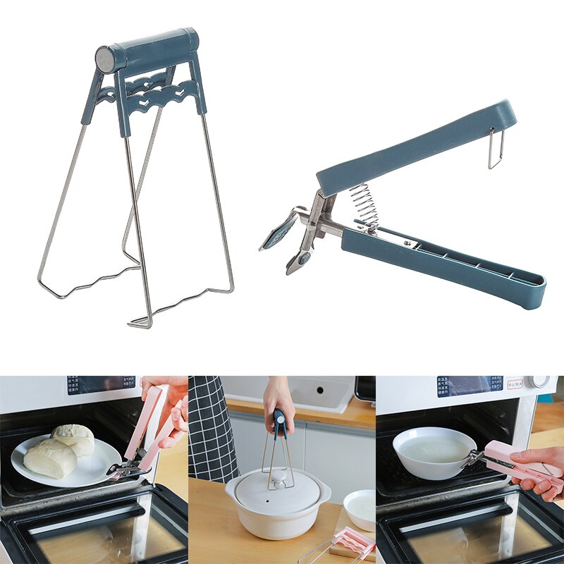 Non-slip Bowl Clip Anti-Scalding Dish Clip Universal Clip Kitchen Accessories Bowl Holder Clamp Pot Pan Gripper Blue Pink