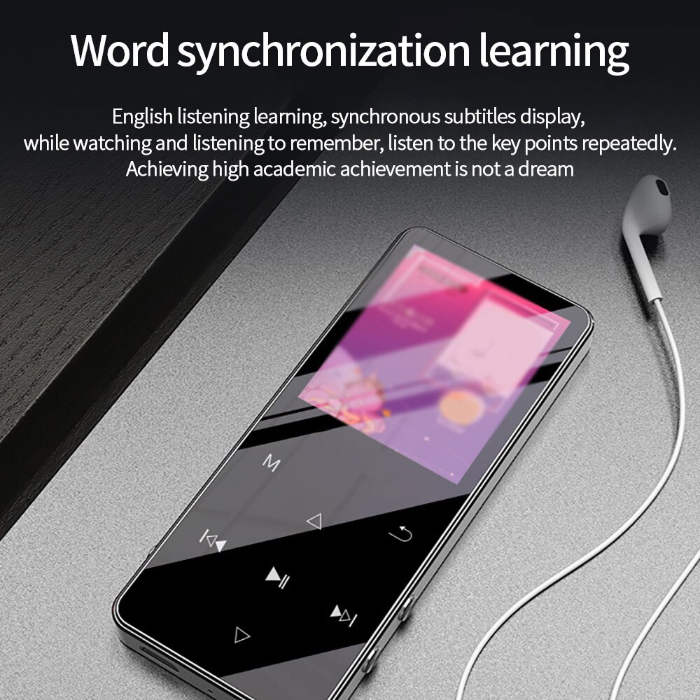 Enregistreur vocal Portable multifonctionnel 1.8 pouces Bluetooth 5.0 affichage de la musique anglais Assistant d'apprentissage écran tactile Fm horloge