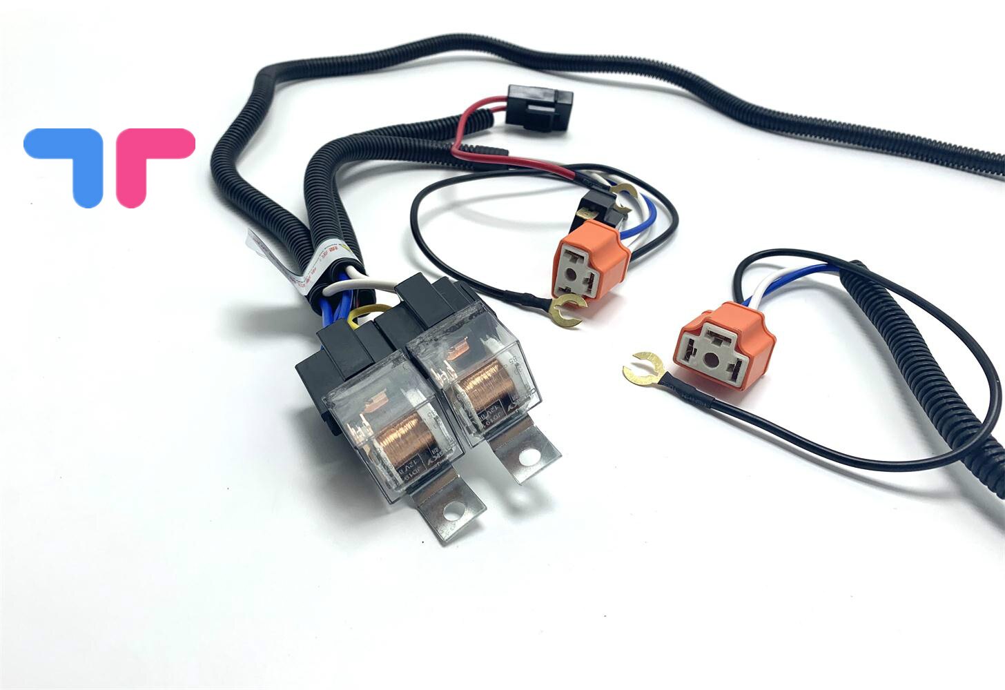 12V / 24V H4 Headlight Fix Dim Light Relay Wiring Harness System 2 Headlamp Light Bulb