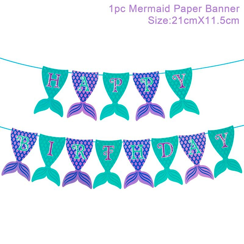 Frigg Little Mermaid Party Banner Happy Birthdat Party Supplies Mermaid Banner Blue Mermaid Balloons Baby Shower Decoration: Default Title