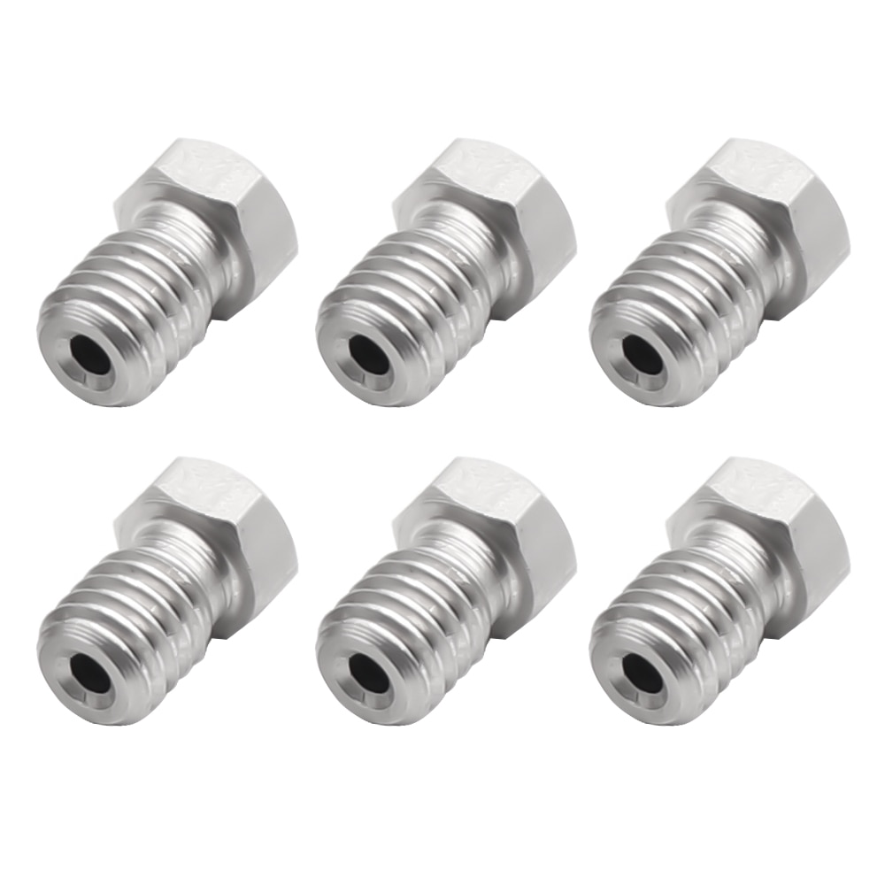 Boquilla DE ACERO INOXIDABLE V5 V6, 0,2/0,3/0,4/0,5mm, boquilla de rosca M6 para impresora 3D, cabezal de impresora extrusora de Metal completo de 1,75 MM, 2 uds.