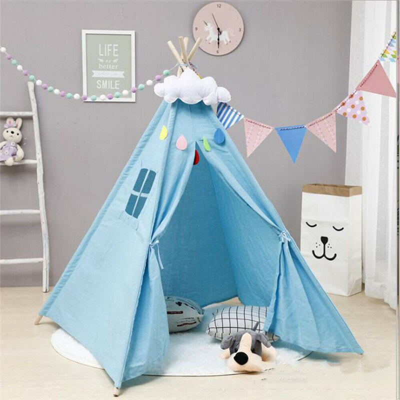 Tragbare Baby Spielen Zelt Kinder Spielhaus Große Schlafen Dome Krippe Netting Indische Leinwand Tipi Zelt Indoor Outdoor Spielen Haus