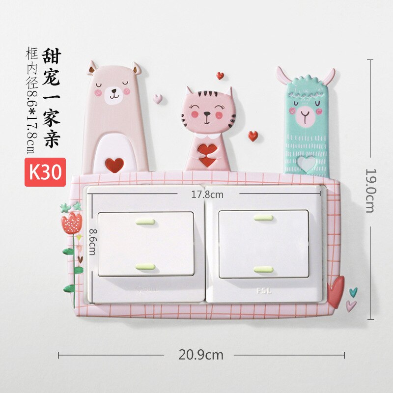Home Decorations Wall Stickers Switch Protection Sticker Night light Switch Stickers Cartoon Cactus Unicorn Dino Switch Sticker: Purple
