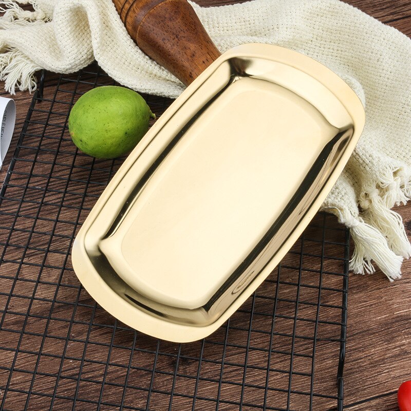 Stainless steel square plate barbecue plate flat bottom plate snack plate heart dish Korean cooking tableware